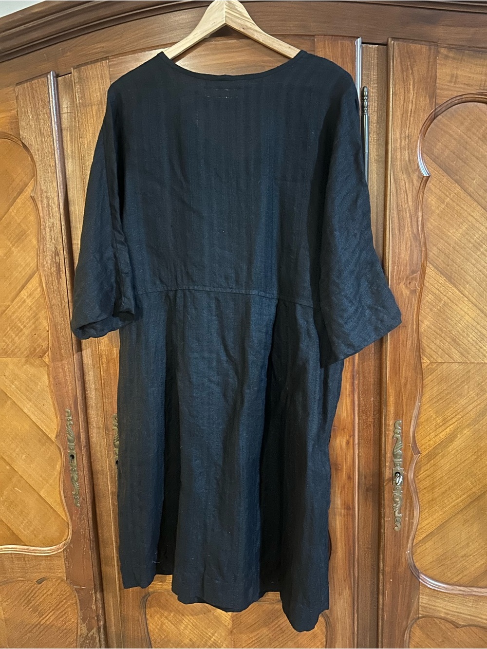 Flax Black V-Neck Dolman Relaxed Dress size small #1152 - Picture 5 of 7
